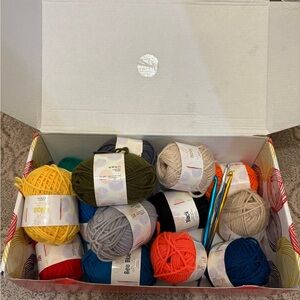 Colorful Yarn/ Crochet Set with Crochet Hooks